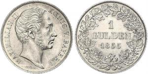 1 Gulden Regno di Baviera (1806 - 1918) Argento Massimiliano II di Baviera(1811 - 1864)