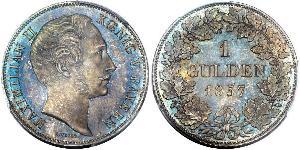 1 Gulden Regno di Baviera (1806 - 1918) Argento Massimiliano II di Baviera(1811 - 1864)