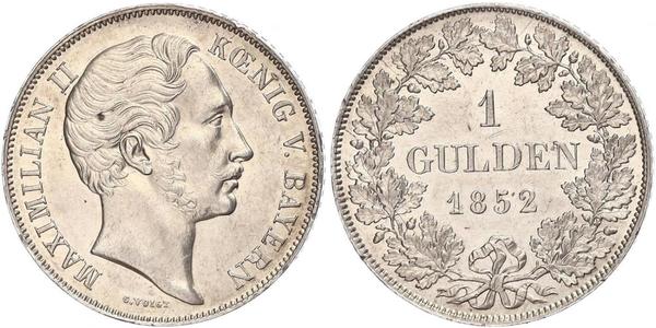1 Gulden Regno di Baviera (1806 - 1918) Argento Massimiliano II di Baviera(1811 - 1864)
