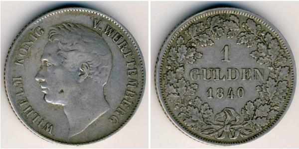 1 Gulden Regno di Württemberg (1806-1918) Argento Guglielmo I di Württemberg