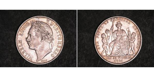 1 Gulden Regno di Württemberg (1806-1918) Argento Guglielmo I di Württemberg