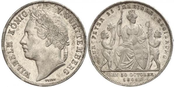 1 Gulden Regno di Württemberg (1806-1918) Argento Guglielmo I di Württemberg