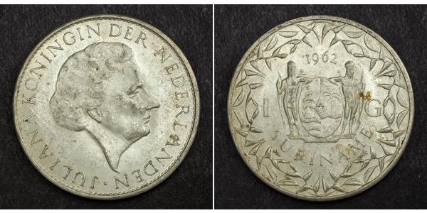 1 Gulden Suriname Argento Juliana of the Netherlands (1909 – 2004)