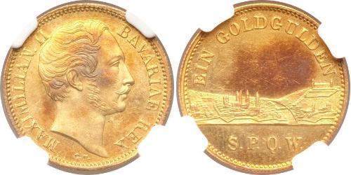 1 Gulden Regno di Baviera (1806 - 1918) Oro Massimiliano II di Baviera(1811 - 1864)