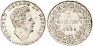 1 Gulden Ducado de Nassau (1806 - 1866) Plata Guillermo I de Nassau