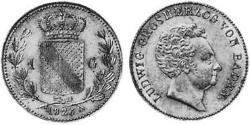 1 Gulden Gran Ducado de Baden (1806-1918) Plata 
