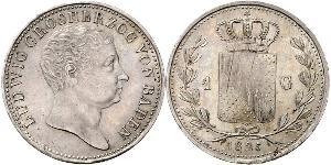 1 Gulden Gran Ducado de Baden (1806-1918) Plata Luis I de Baden(1763 - 1830)