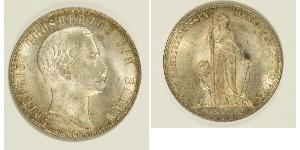 1 Gulden Gran Ducado de Baden (1806-1918) Plata Federico I de Baden (1826 - 1907)