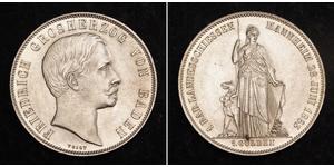 1 Gulden Gran Ducado de Baden (1806-1918) Plata Federico I de Baden (1826 - 1907)