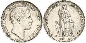 1 Gulden Gran Ducado de Baden (1806-1918) Plata Federico I de Baden (1826 - 1907)