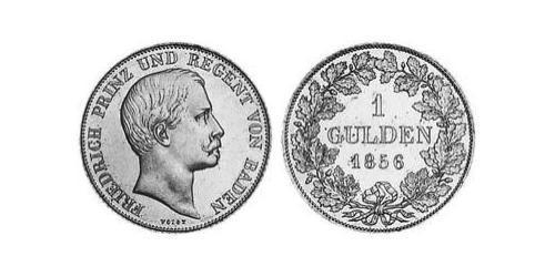 1 Gulden Gran Ducado de Baden (1806-1918) Plata Federico I de Baden (1826 - 1907)