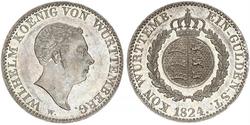 1 Gulden Reino de Wurtemberg (1806-1918) Plata Guillermo I de Wurtemberg