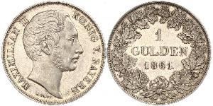 1 Gulden Reino de Baviera (1806 - 1918) Plata Maximiliano II de Baviera(1811 - 1864)