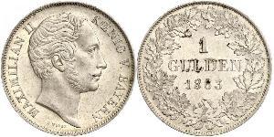 1 Gulden Reino de Baviera (1806 - 1918) Plata Maximiliano II de Baviera(1811 - 1864)