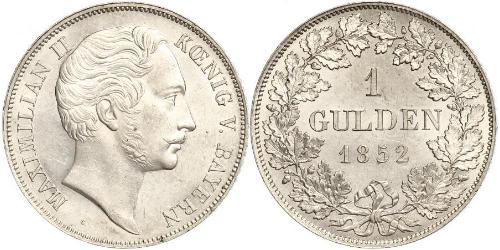 1 Gulden Reino de Baviera (1806 - 1918) Plata Maximiliano II de Baviera(1811 - 1864)