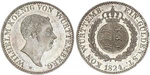 1 Gulden Reino de Wurtemberg (1806-1918) Plata Guillermo I de Wurtemberg