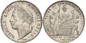 1 Gulden Reino de Wurtemberg (1806-1918) Plata Guillermo I de Wurtemberg