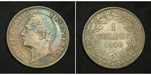 1 Gulden Reino de Wurtemberg (1806-1918) Plata Guillermo I de Wurtemberg