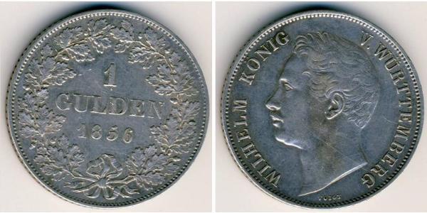 1 Gulden Reino de Wurtemberg (1806-1918) Plata Guillermo I de Wurtemberg