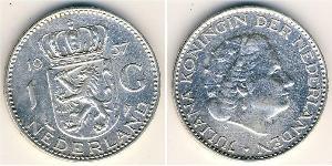 1 Gulden Reino de los Países Bajos (1815 - ) Plata Guillermina de los Países Bajos(1880 - 1962) / Juliana of the Netherlands (1909 – 2004)