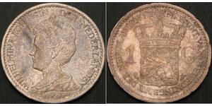 1 Gulden Reino de los Países Bajos (1815 - ) Plata Guillermina de los Países Bajos(1880 - 1962)