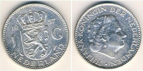 1 Gulden Reino de los Países Bajos (1815 - ) Plata Guillermina de los Países Bajos(1880 - 1962) / Juliana of the Netherlands (1909 – 2004)