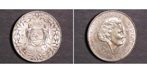 1 Gulden Surinam Plata Juliana of the Netherlands (1909 – 2004)
