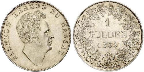 1 Gulden Herzogtum Nassau (1806 - 1866) Silber Wilhelm I. (Nassau)