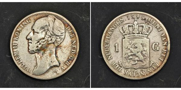 1 Gulden Königreich der Niederlande (1815 - ) Silber Wilhelm II. (Niederlande) (1792 - 1849)