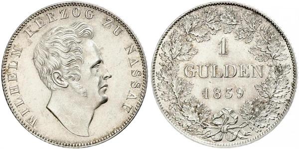 1 Gulden Duchy of Nassau (1806 - 1866) Silver William, Duke of Nassau