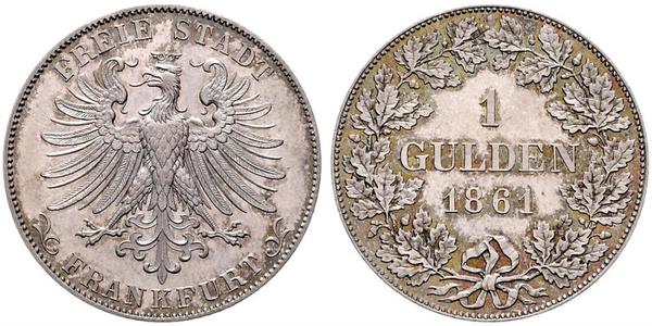 1 Gulden Free City of Frankfurt Silver 