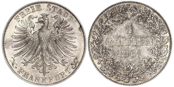 1 Gulden Free City of Frankfurt Silver 