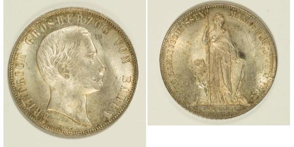 1 Gulden Grand Duchy of Baden (1806-1918) Silver Frederick I, Grand Duke of Baden (1826 - 1907)