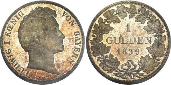 1 Gulden Kingdom of Bavaria (1806 - 1918) Silver Ludwig I of Bavaria (1786 – 1868)