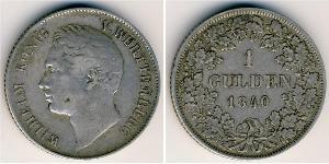 1 Gulden Kingdom of Württemberg (1806-1918) Silver William I of Württemberg