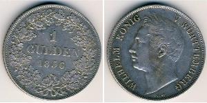 1 Gulden Kingdom of Württemberg (1806-1918) Silver William I of Württemberg