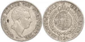 1 Gulden Kingdom of Württemberg (1806-1918) Silver William I of Württemberg