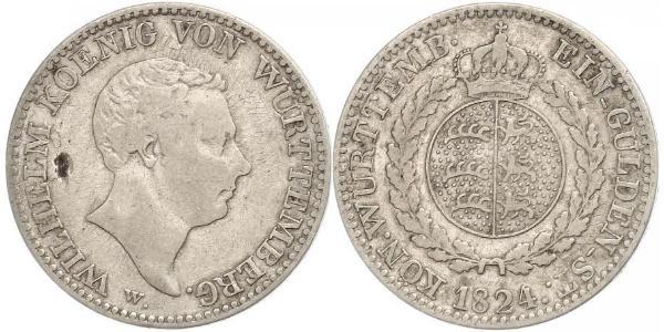 1 Gulden Kingdom of Württemberg (1806-1918) Silver William I of Württemberg