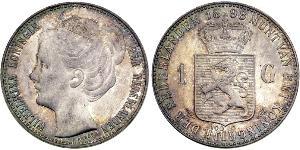 1 Gulden Kingdom of the Netherlands (1815 - ) Silver Wilhelmina of the Netherlands (1880 - 1962)