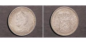 1 Gulden Kingdom of the Netherlands (1815 - ) Silver Wilhelmina of the Netherlands (1880 - 1962)