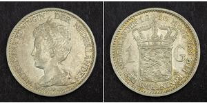 1 Gulden Kingdom of the Netherlands (1815 - ) Silver Wilhelmina of the Netherlands (1880 - 1962)