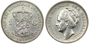 1 Gulden Kingdom of the Netherlands (1815 - ) Silver Wilhelmina of the Netherlands (1880 - 1962)