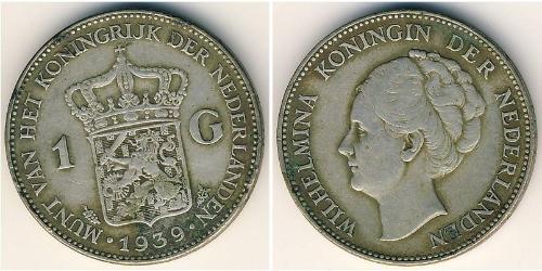 1 Gulden Kingdom of the Netherlands (1815 - ) Silver Wilhelmina of the Netherlands (1880 - 1962)