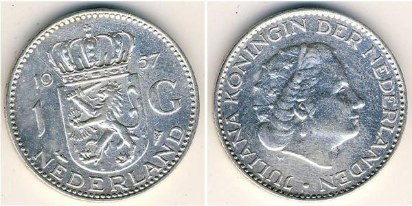 1 Gulden Kingdom of the Netherlands (1815 - ) Silver Wilhelmina of the Netherlands (1880 - 1962) / Juliana of the Netherlands (1909 – 2004)