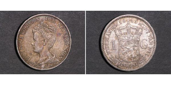 1 Gulden Kingdom of the Netherlands (1815 - ) Silver Wilhelmina of the Netherlands (1880 - 1962)