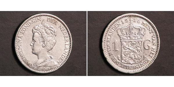 1 Gulden Kingdom of the Netherlands (1815 - ) Silver Wilhelmina of the Netherlands (1880 - 1962)