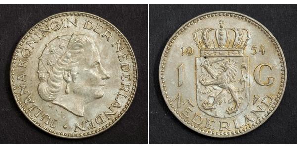 1 Gulden Kingdom of the Netherlands (1815 - ) Silver/Nickel Juliana of the Netherlands (1909 – 2004)