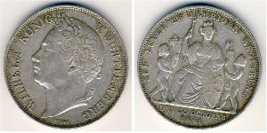 1 Gulden Kingdom of Württemberg (1806-1918) 銀 威廉一世 (符腾堡)
