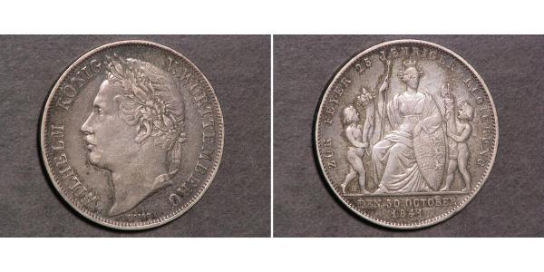 1 Gulden Kingdom of Württemberg (1806-1918) 銀 威廉一世 (符腾堡)