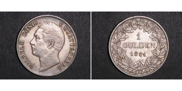 1 Gulden Kingdom of Württemberg (1806-1918) 銀 威廉一世 (符腾堡)